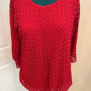 Elegant Red Lace Lined Women's Top 1X